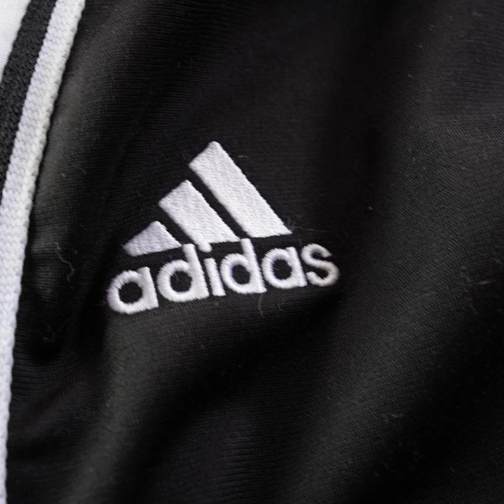 Adidas Vtg Pants Mens Sz XL Black White Track Wide Leg Elastic Waist Basketball